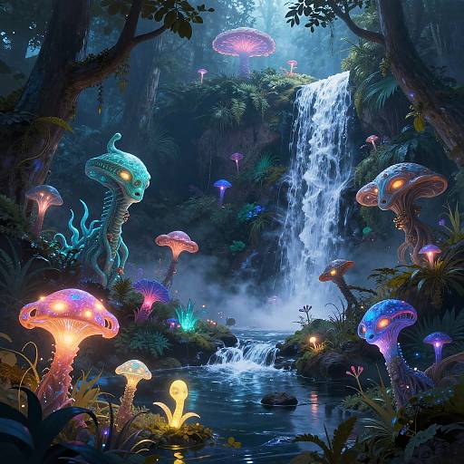 Surreal Bioluminescent Fantasy Landscape