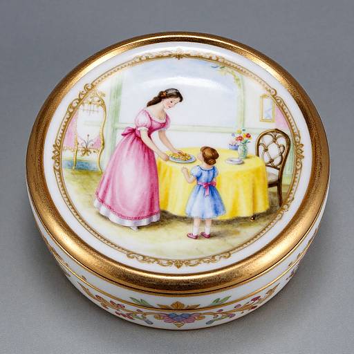 Hand-Painted Porcelain Box Scene
