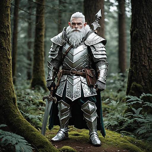 Albino Forest Gnome in Silver Armor