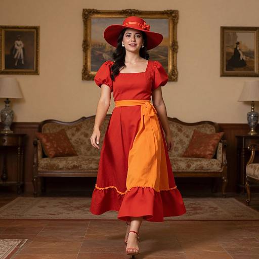 Latina Woman in Vibrant Costume