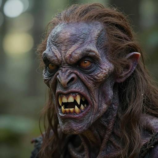 Grotesque Creature with Sharp Teeth and Wrinkled Skin