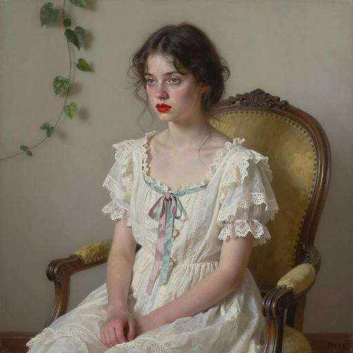 Elegant Young Woman in Ornate Chair