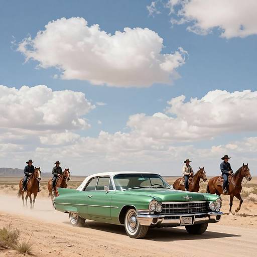 Classic Cadillac and Cowboys Desert Scene
