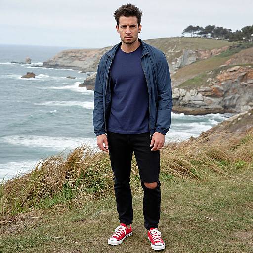 Confident Man by Coastal Cliffs