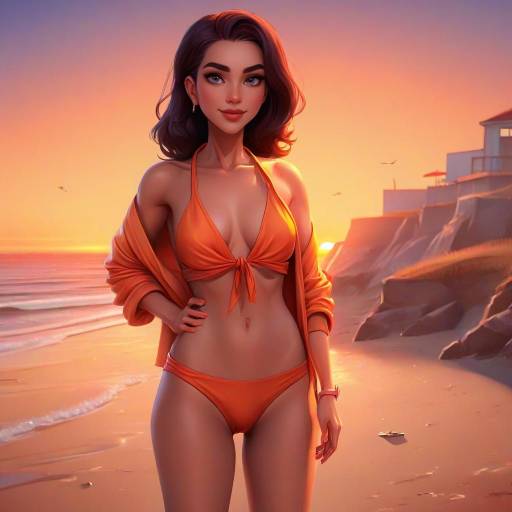 Sunset Beauty: Woman at the Beach