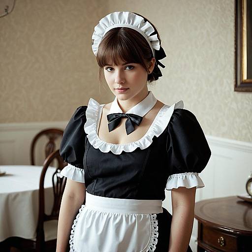 Elegant French Maid in Realistic Outfit