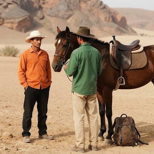 Desert Companions: Men and Horse