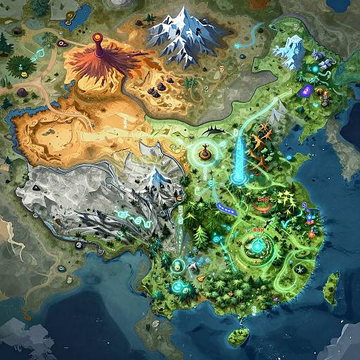 Colorful AI Fantasy World Map