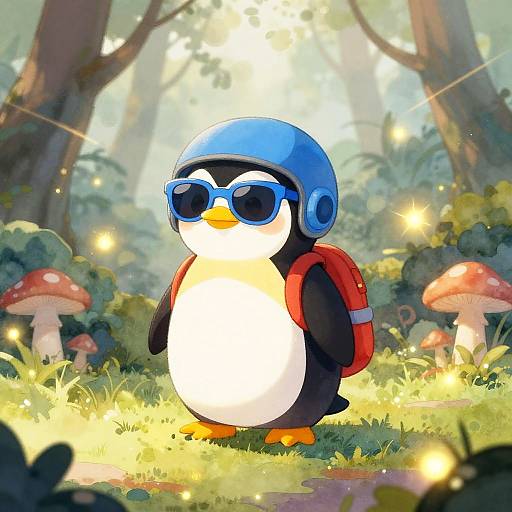Whimsical Penguin Costume in Enchanted Woodland