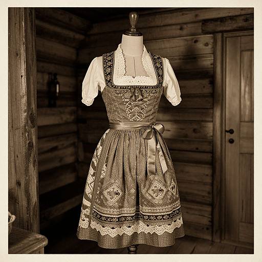 Vintage Dirndl Dress Postcard Art