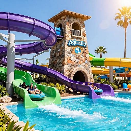 Colorful Water Slides Thrill Adventure
