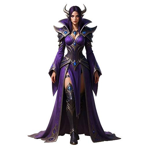 Mystical Sorceress in Purple Robes