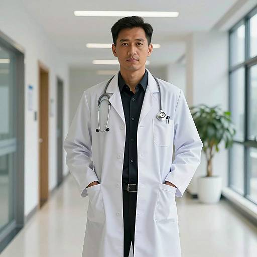 Confident Male Doctor in White Lab Coat