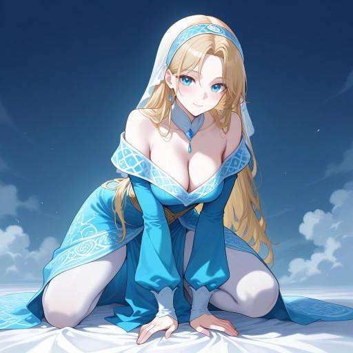 Ethereal Woman in Elegant Blue Dress Ethereal Woman in Elegant Blue Dress