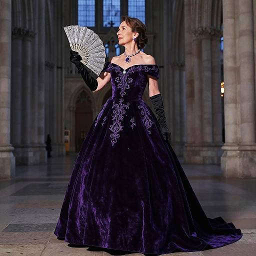 Regal Woman in Gothic Cathedral Twilight