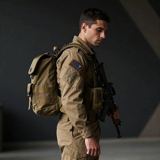 Serious Soldier in Geometric Shadows