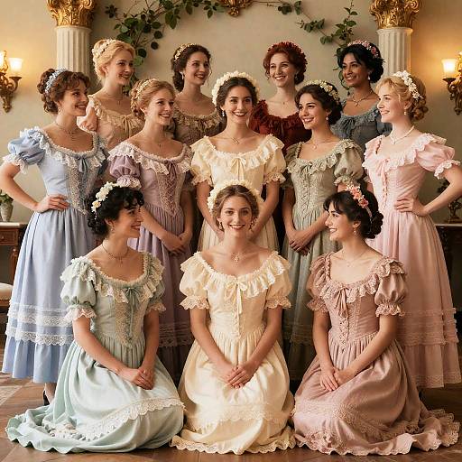 Elegant Gathering of Victorian Women