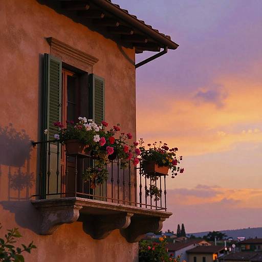 Romantic Juliet Balcony at Sunset