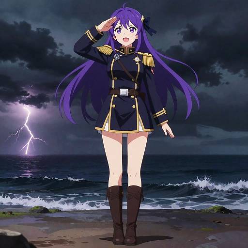 Resolute Admiral Saluting on Stormy Sea
