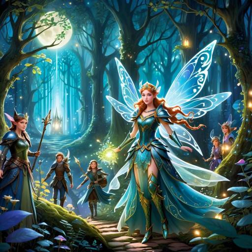 Fairy Queen Guides Adventurers in Enchanted Forest