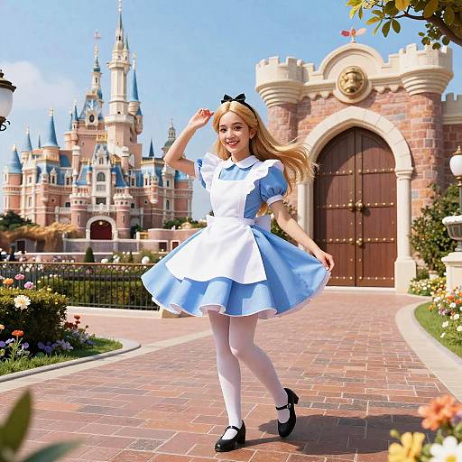 Alice-Inspired Waifu in Castle Garden