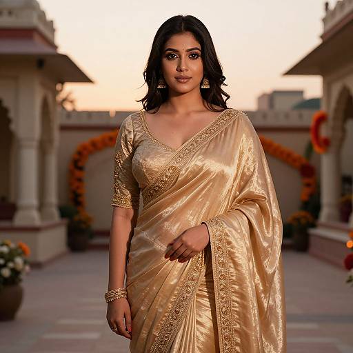 Elegant Indian Bride in Silk Saree