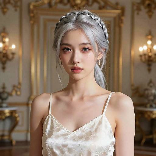 Elegant Young Woman in Royal Setting