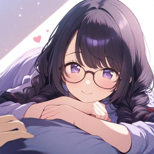 Charming Girl with Purple Eyes and Braids