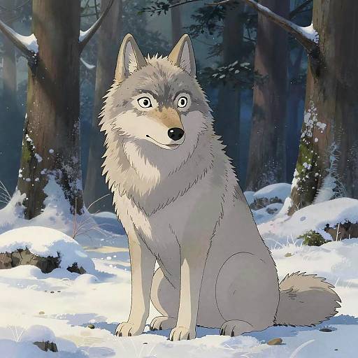 Loyal Wolf Companion in Snowy Forest