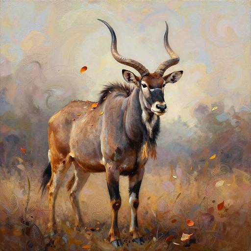 Majestic Eland in Autumn Petals