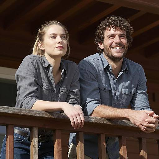 Sunlit Balcony Moments: A Couple's Joy