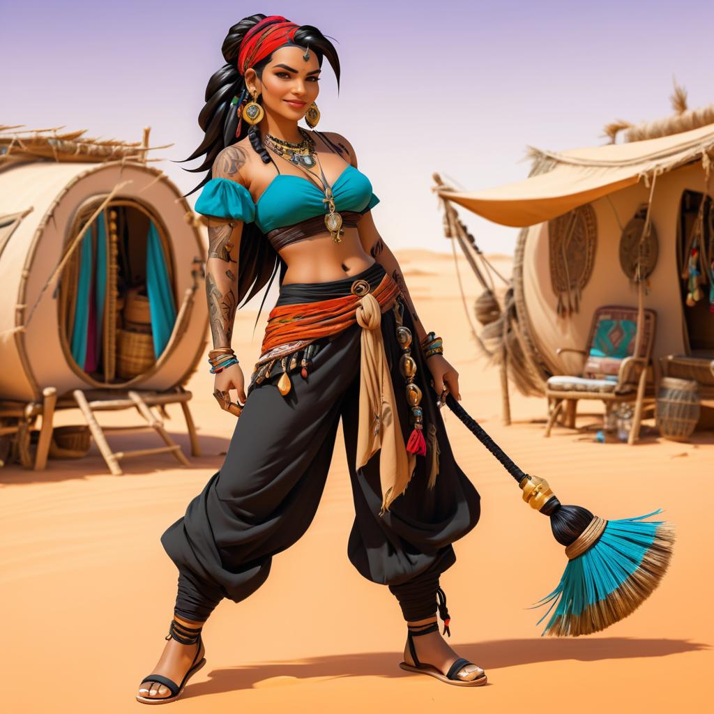 Mischievous Arab Pirate in Desert