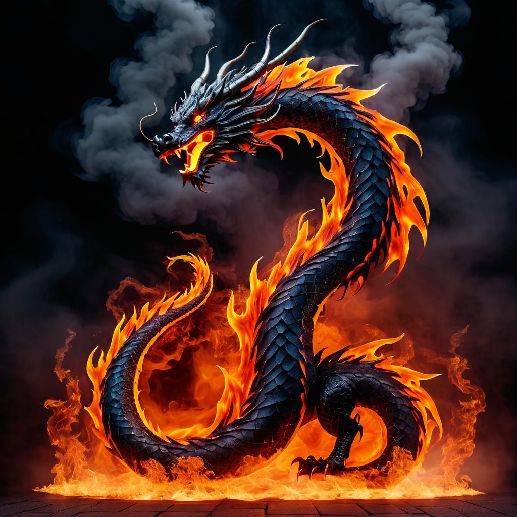 Dramatic Fire and Smoke Dragon Scene