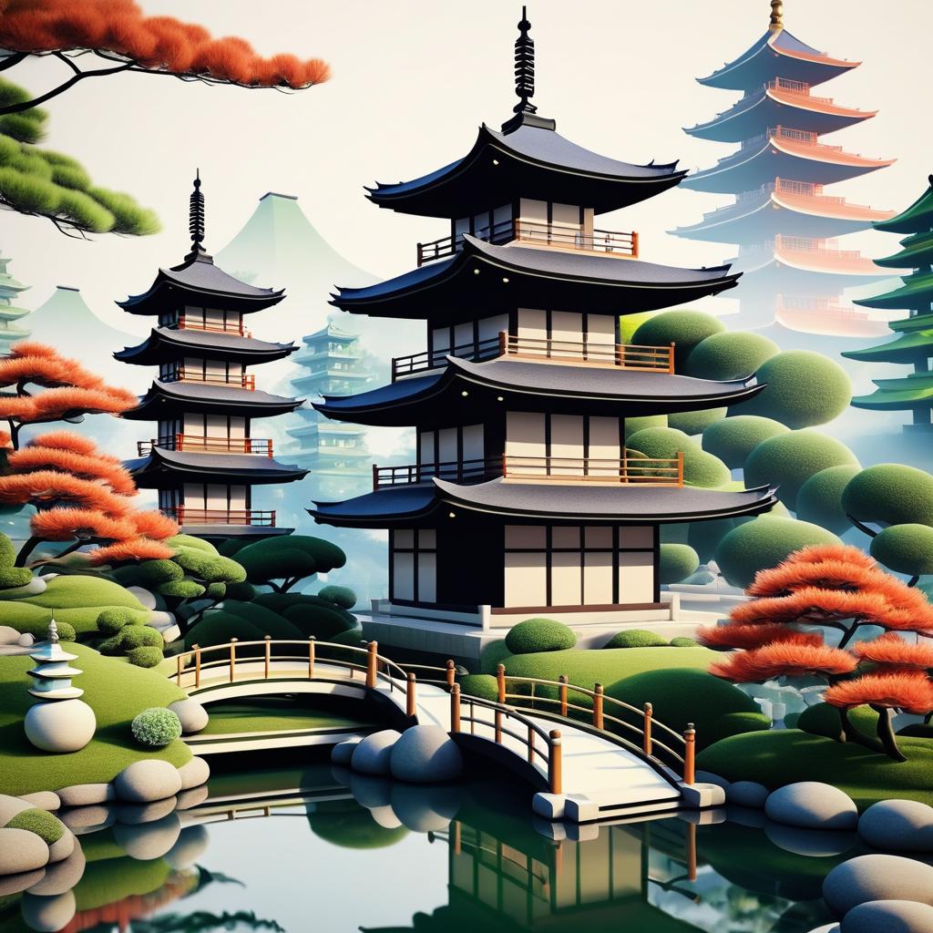 Tranquil Japanese Pagoda Garden Design