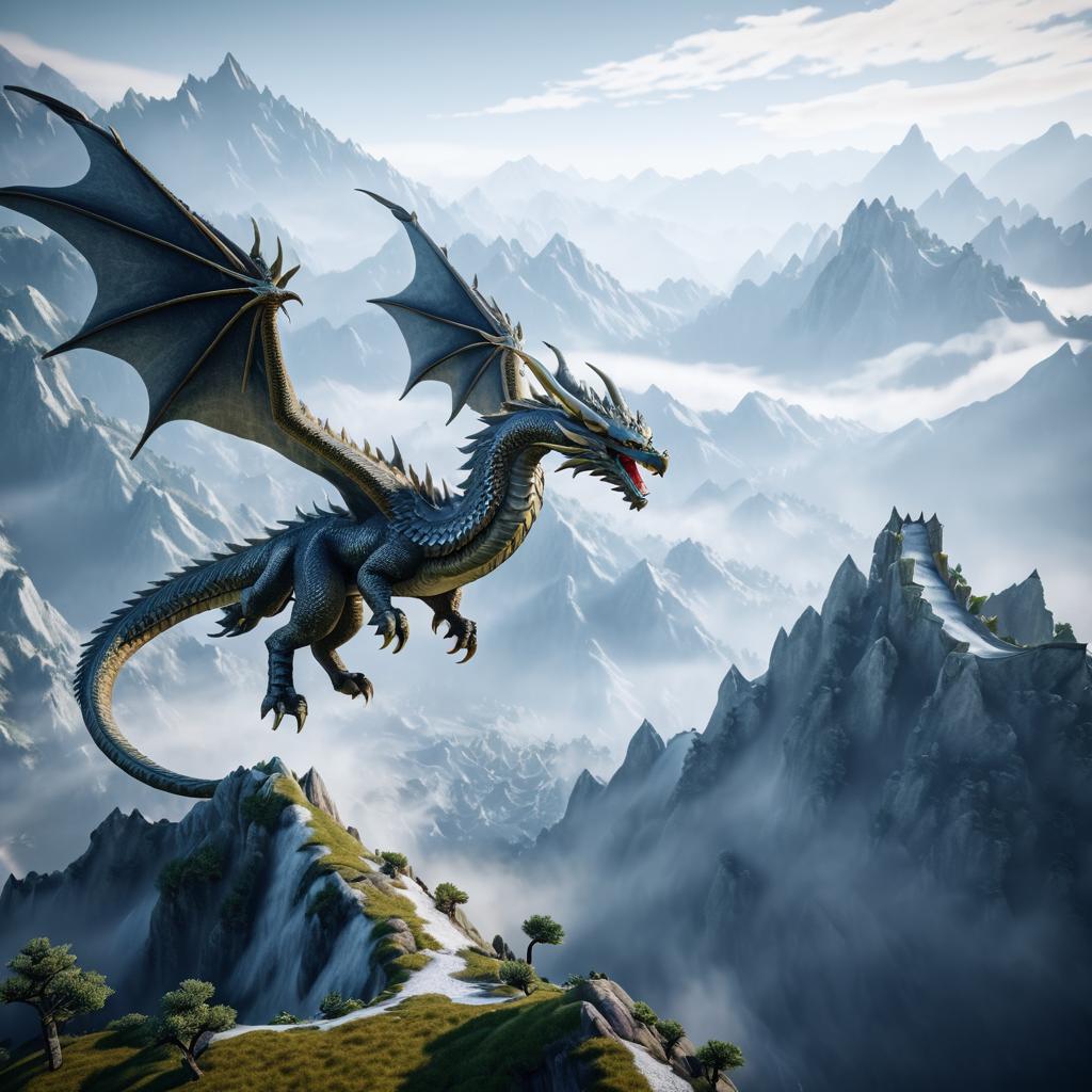 Ultra-Realistic Ancient Dragon in Flight