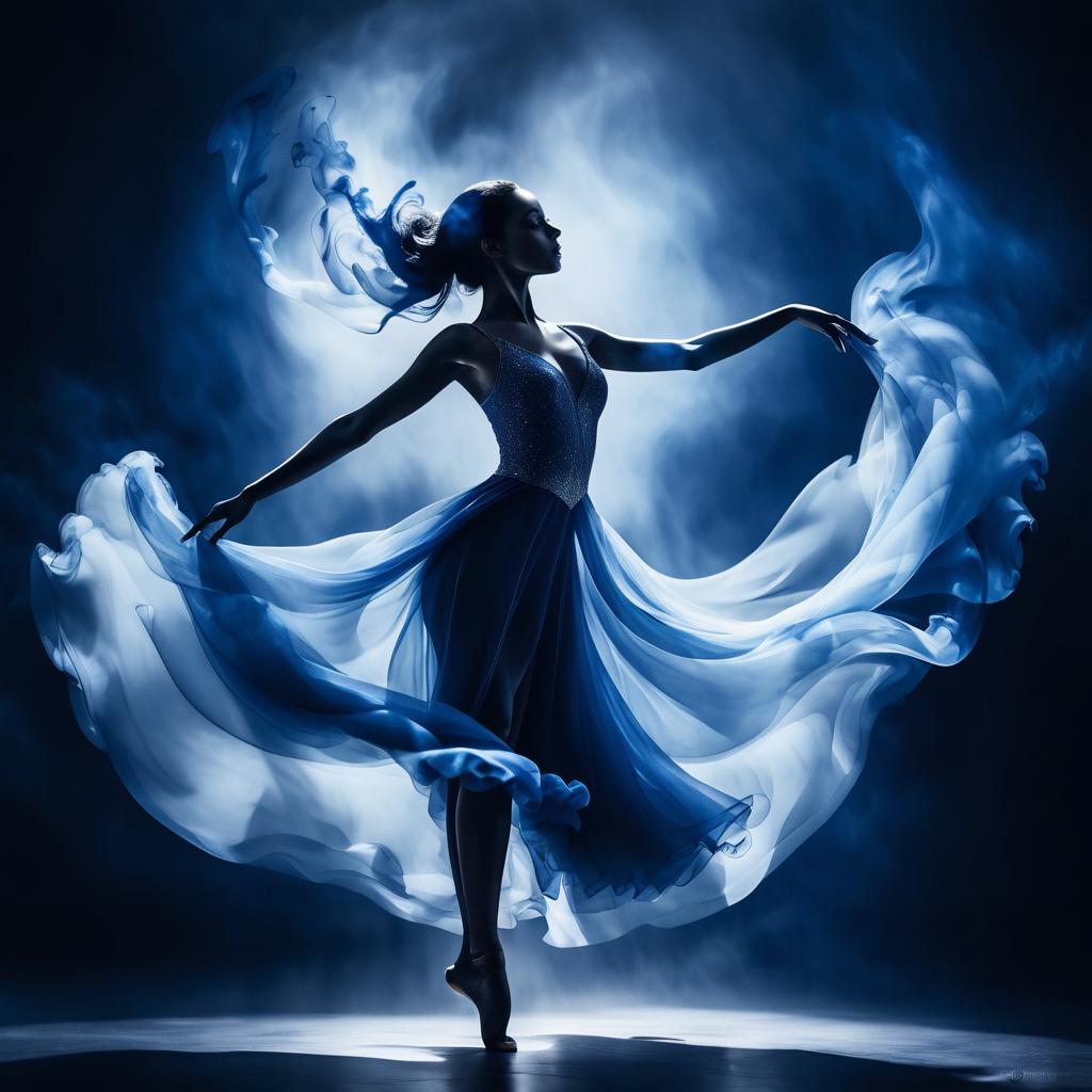 Ethereal Dancer in Smoky Blues and Silvers