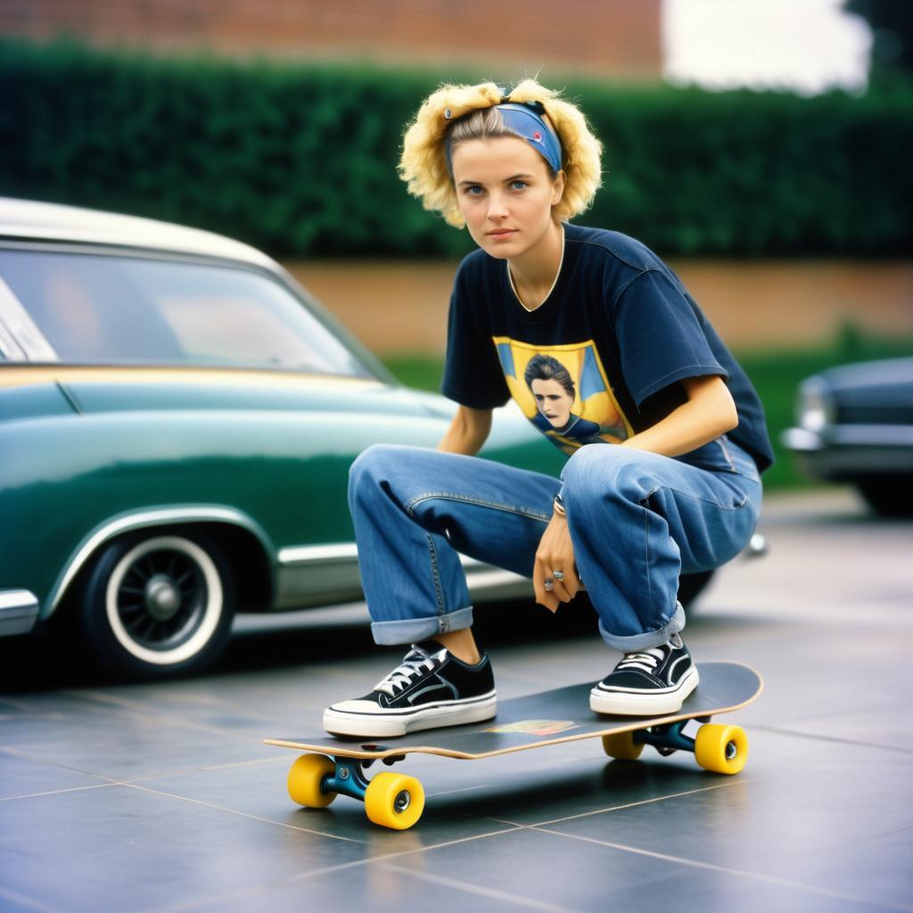 Marie Curie as a 90s Skateboarder