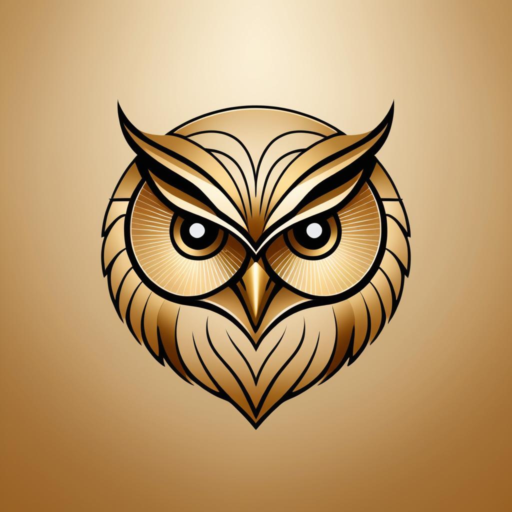 Minimalist Golden Owl Face Logo Design