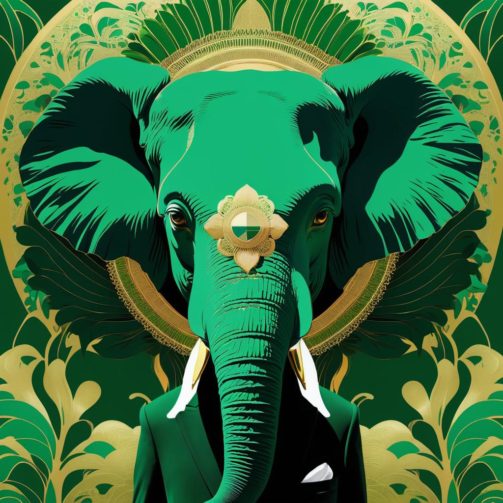 Majestic Elephant Meets Peacock Art