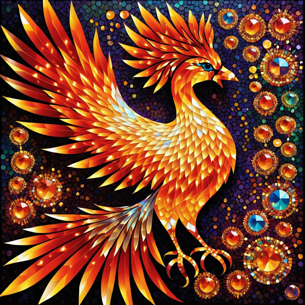 Vibrant Mosaic Phoenix Artwork Concept