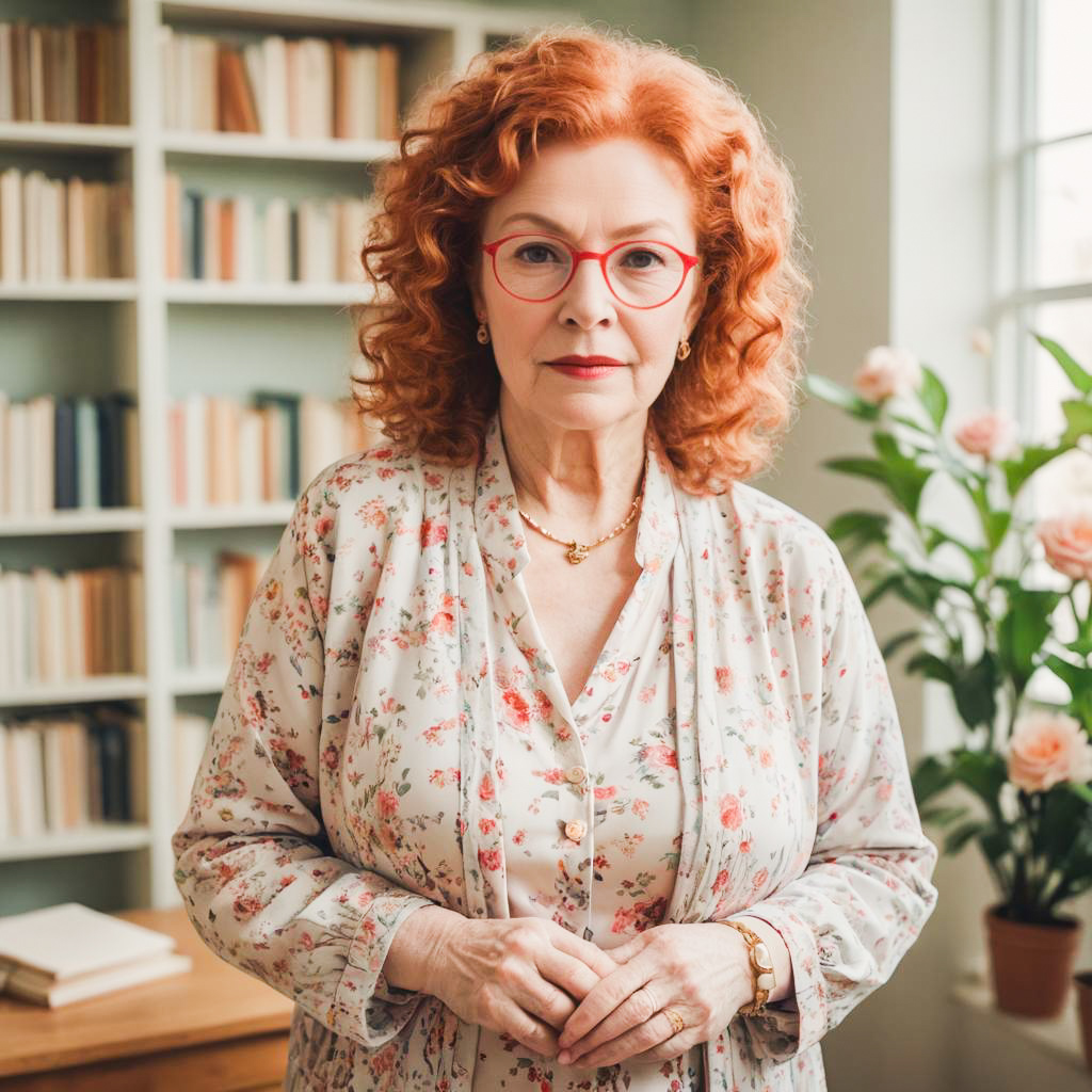 Dreamy Portrait of a Librarian Woman