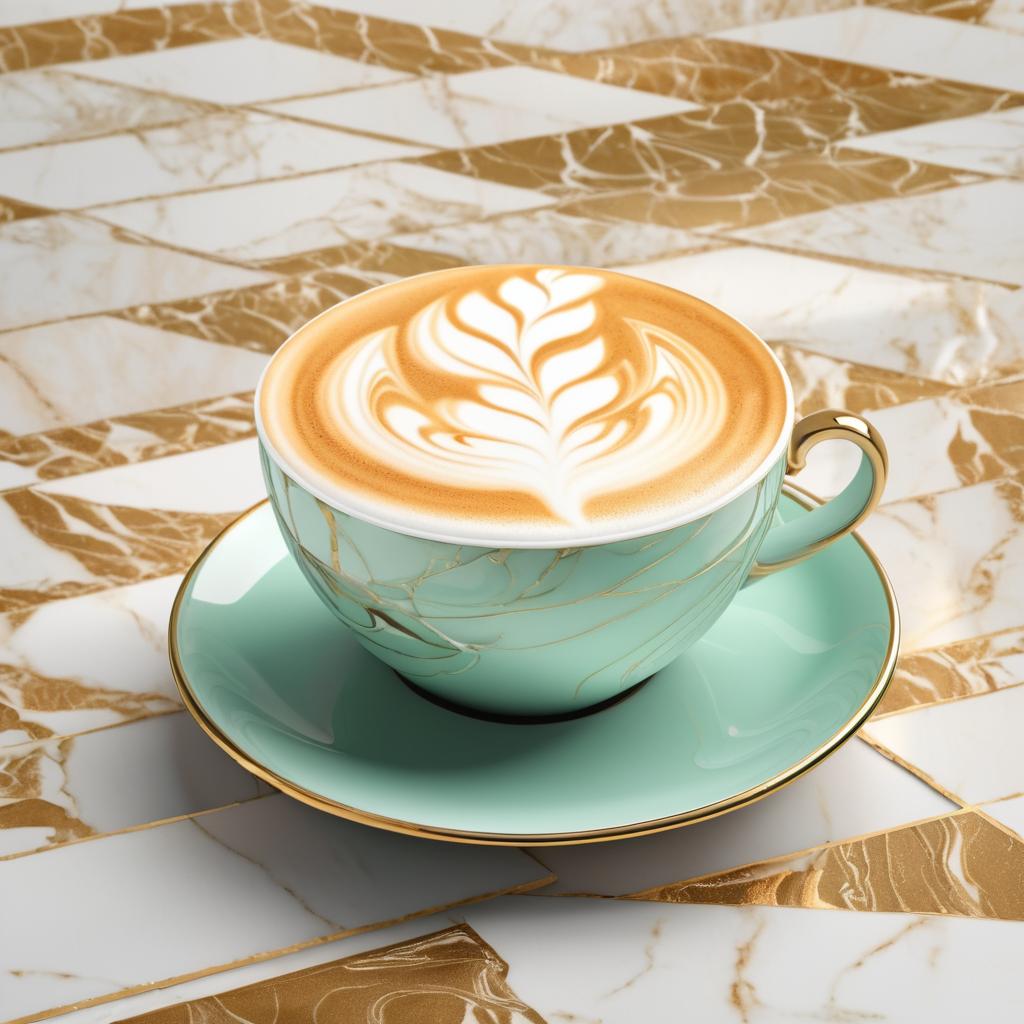 Hyperrealistic Latte with Peppermint Elegance