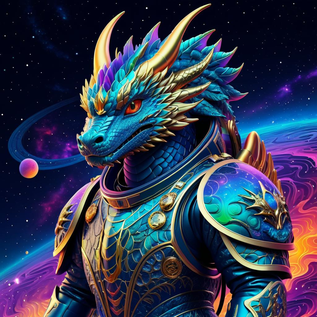 Cosmic Dragon in Futuristic Spacesuit