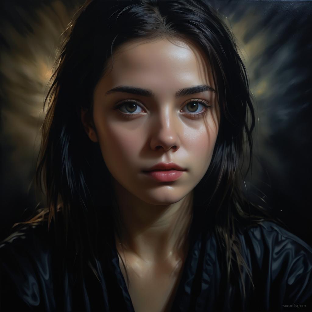 Emotional Grief in Realistic Oil Painting