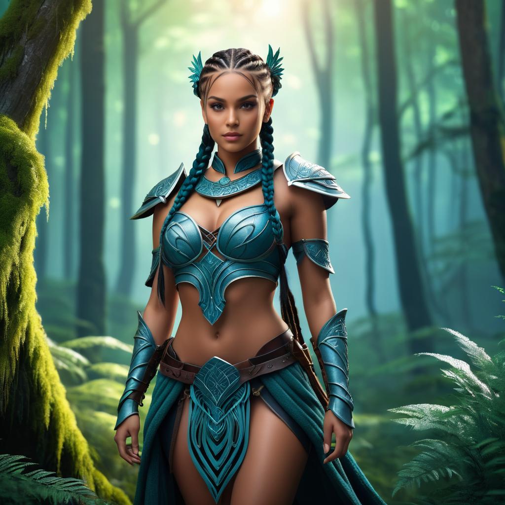 3D Fantasy Warrior in Mystical Forest