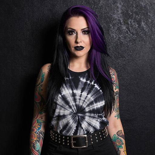 Tattooed Woman with Colorful Hair