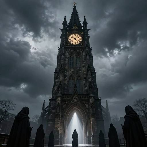 Gothic Clocktower Under Gloomy Skies