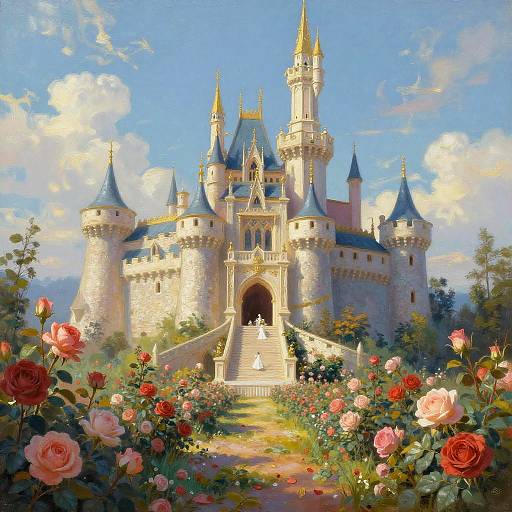 Enchanted Castle with Rose Garden