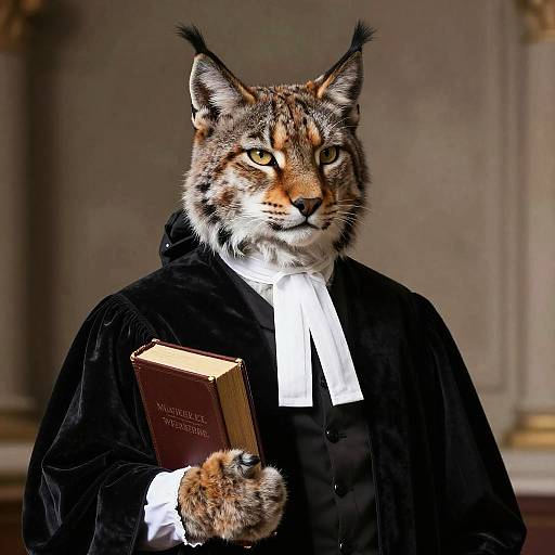 Anthropomorphic Lynx in Judicial Robes