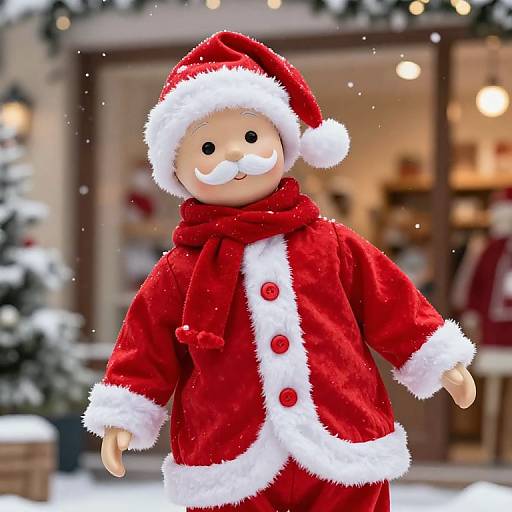 Festive Santa Mannequin in Winter Store
